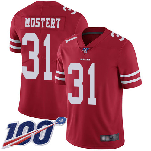 San Francisco 49ers Limited Red Men Raheem Mostert Home NFL Jersey #31 100th Season Vapor Untouchable->san francisco 49ers->NFL Jersey